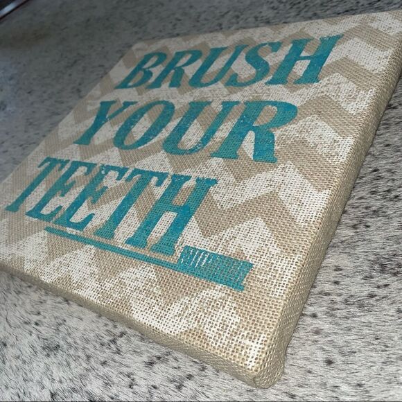 Burlap Chevron Brush Your Teeth Bathroom Decor Farmhouse - Picture 2 of 3